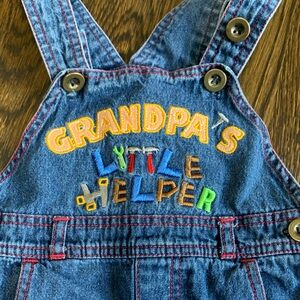 Grandpa's Little Helper Blue Denim Overalls - 24mo